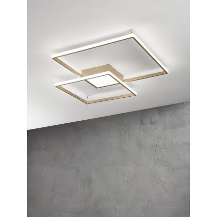 Ondaluce - Dimbare LED-plafondlamp DOWEL LED/46W/230V 55x55 cm goud