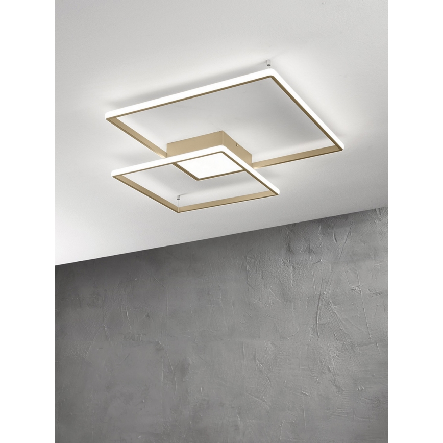 Ondaluce - Dimbare LED-plafondlamp DOWEL LED/46W/230V 55x55 cm goud