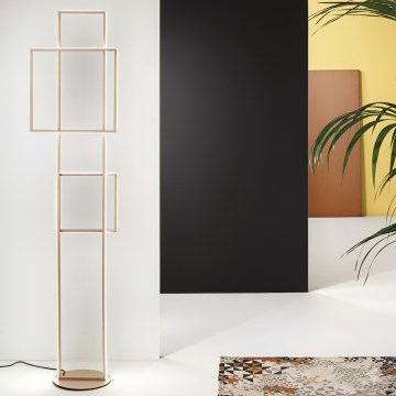 Ondaluce - Dimbare LED-vloerlamp DOWEL LED/77W/230V goudkleurig