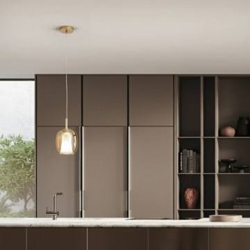 Ondaluce - Hanglamp aan kabel THELMA 1xE27/15W/230V Ø 19,5 cm goud/rookbeige