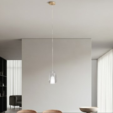 Ondaluce - Hanglamp aan snoer THELMA 1xE27/15W/230V Ø 19 cm goud/helder