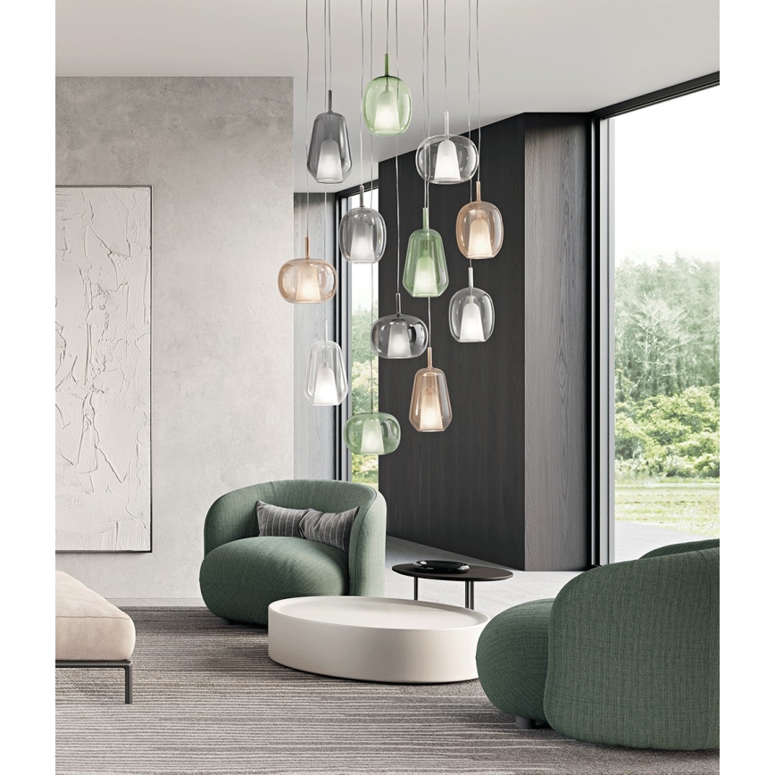 Ondaluce - Hanglamp aan snoer THELMA 1xE27/15W/230V Ø 19 cm goud/helder