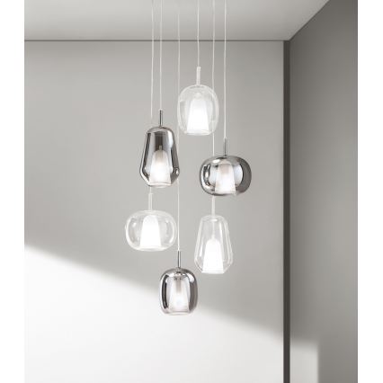 Ondaluce - Hanglamp aan snoer THELMA 1xE27/15W/230V Ø 19 cm goud/helder