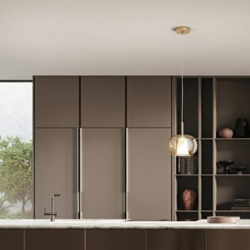 Ondaluce - Hanglamp aan snoer THELMA 1xE27/15W/230V Ø 25 cm goud/rookbeige