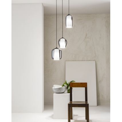 Ondaluce - Hanglamp met kabel BONNIE 1xE27/15W/230V Ø 15,5 cm zwart/rookzwart