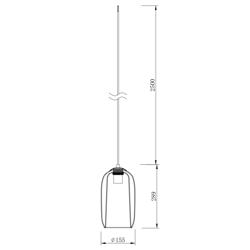 Ondaluce - Hanglamp met kabel BONNIE 1xE27/15W/230V Ø 15,5 cm zwart/rookzwart