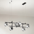 Ondaluce - Hanglamp met kabel JEWEL 6xE14/10W/230V zwart/rookzwart