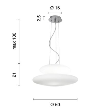 Ondaluce - Hanglamp met kabel PAGODA 3xE27/15W/230V + 2xE27/15W pr. 50 cm wit