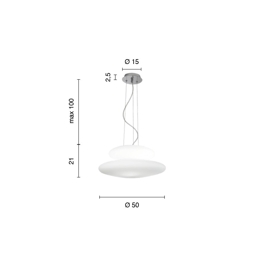 Ondaluce - Hanglamp met kabel PAGODA 3xE27/15W/230V + 2xE27/15W pr. 50 cm wit