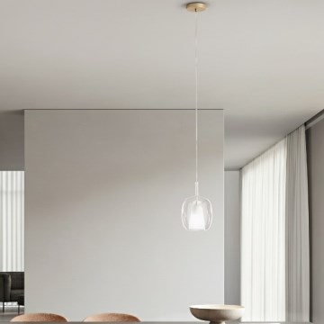 Ondaluce - Hanglamp met kabel THELMA 3xE27/15W/230V Ø 19,5 cm goudkleurig/helder