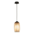 Ondaluce - Hanglamp met snoer BONNIE 1xE27/15W/230V Ø 15 cm zwart/rookbeige