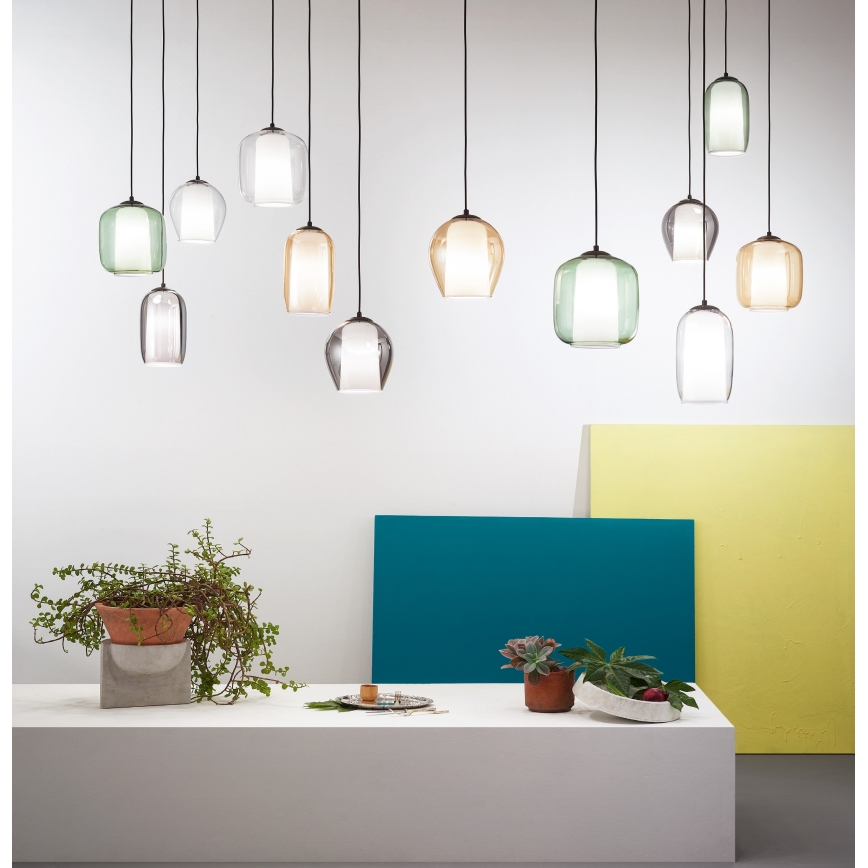 Ondaluce - Hanglamp met snoer BONNIE 1xE27/15W/230V Ø 15 cm zwart/rookbeige