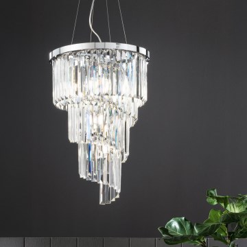 Ondaluce - Kristallen kroonluchter aan kabel ALEXANDER 10xE14/10W/230V Ø 40 cm glanzend chroom