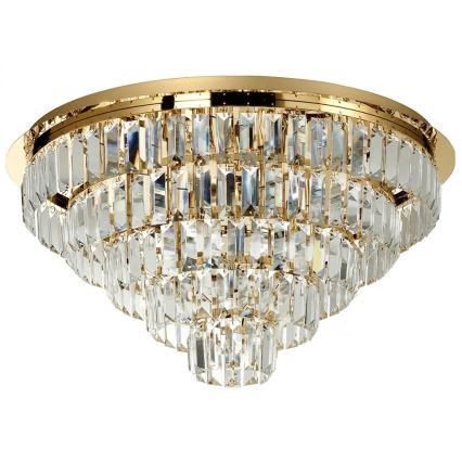 Ondaluce - Kristallen plafondlamp CASTLE 12xG9/7W/230V Ø 60 cm goudkleurig