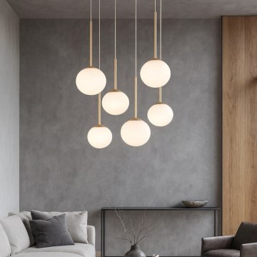 Ondaluce - Kroonluchter aan kabel JEWEL 6xE14/10W/230V Ø 55 cm goud/wit