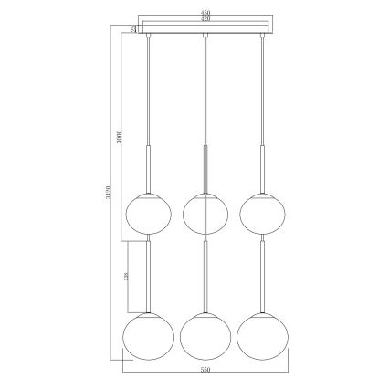 Ondaluce - Kroonluchter aan kabel JEWEL 6xE14/10W/230V Ø 55 cm goud/wit