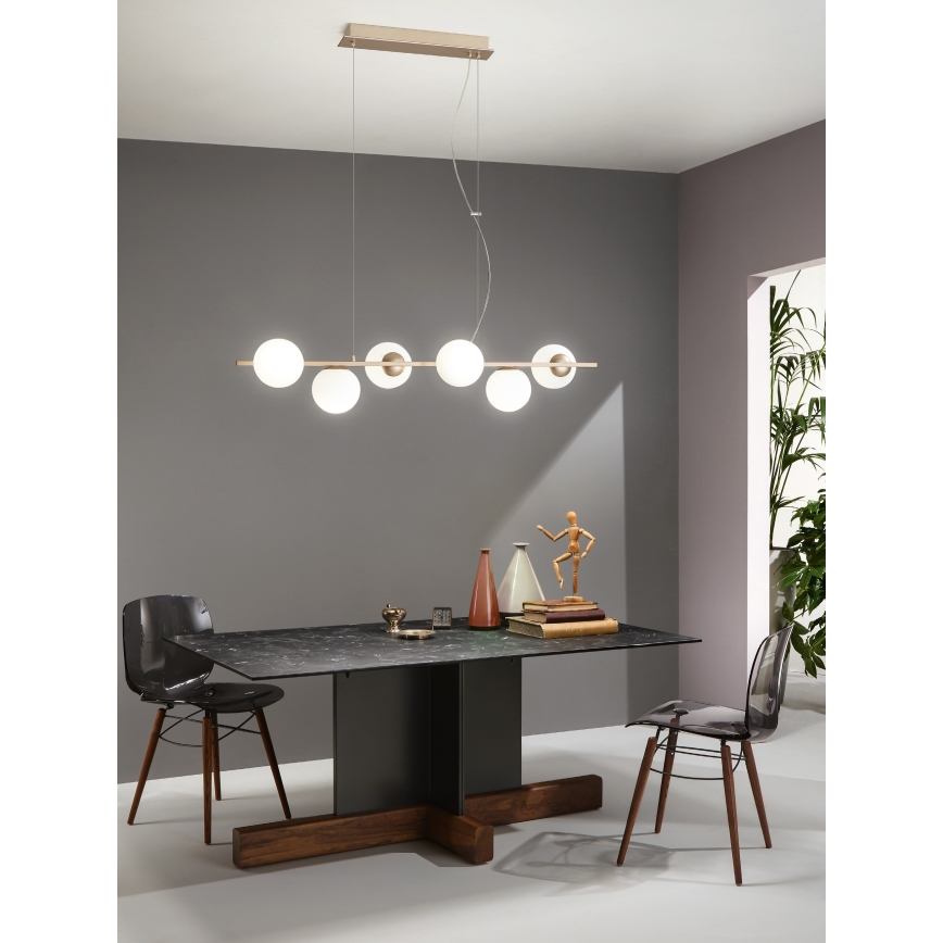 Ondaluce - Kroonluchter aan kabel MONILE 6xE14/10W/230V goud/wit