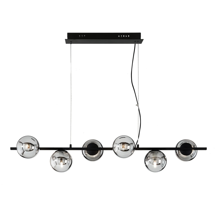 Ondaluce - kroonluchter aan kabel MONILE 6xE14/10W/230V zwart/rookzwart