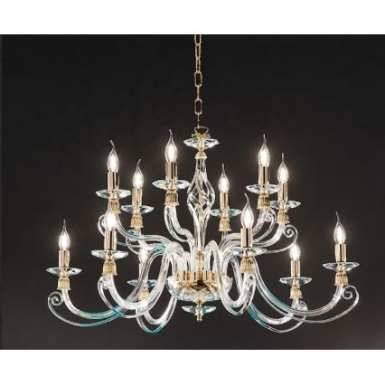 Ondaluce - Kroonluchter aan ketting 1306 12xE14/10W/230V diameter 100 cm goud/helder