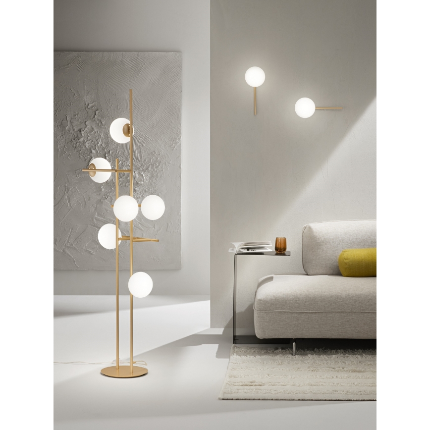 Ondaluce - Lampadaire JEWEL 6xE14/10W/230V 166 cm doré/blanc