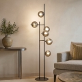 Ondaluce - Lampadaire JEWEL 6xE14/10W/230V noir fumé