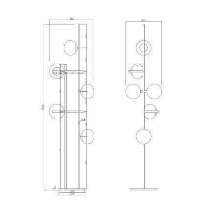 Ondaluce - Lampadaire JEWEL 6xE14/10W/230V noir fumé