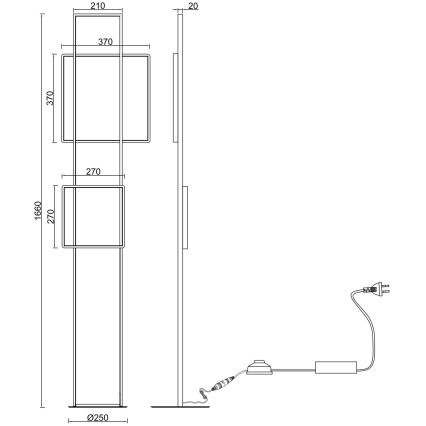 Ondaluce - Lampadaire LED dimmable DOWEL LED/77W/230V argenté