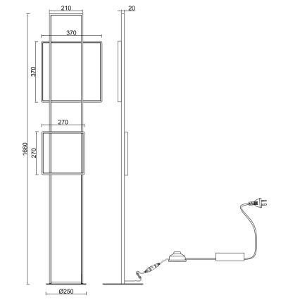 Ondaluce - Lampadaire LED dimmable DOWEL LED/77W/230V doré
