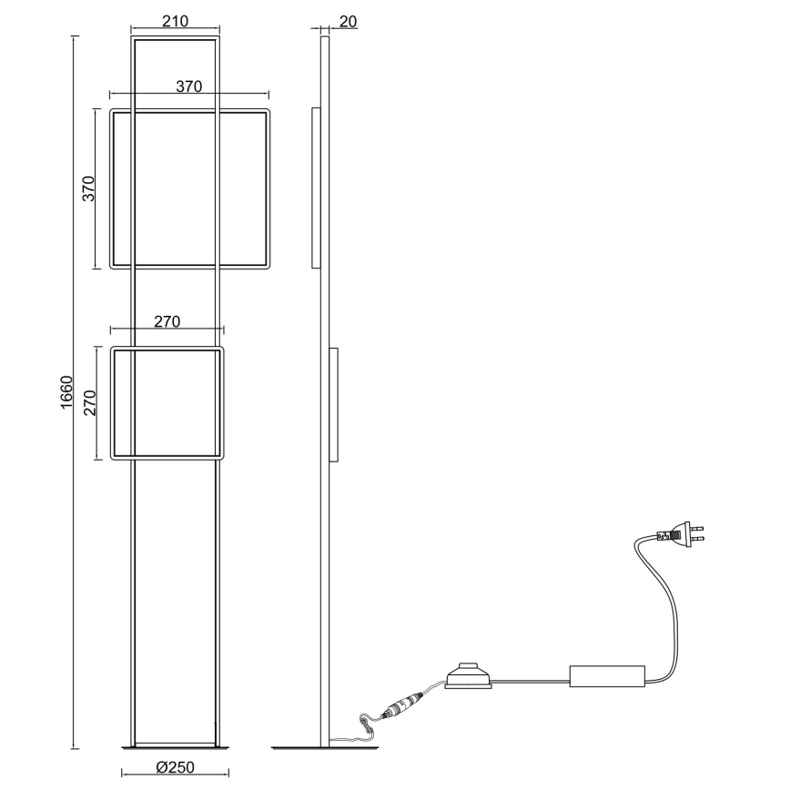 Ondaluce - Lampadaire LED dimmable DOWEL LED/77W/230V doré