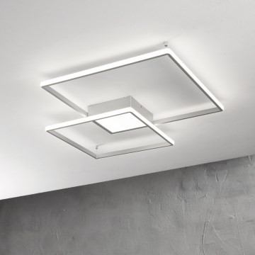 Ondaluce - LED dimbare plafondlamp DOWEL LED/46W/230V zilver