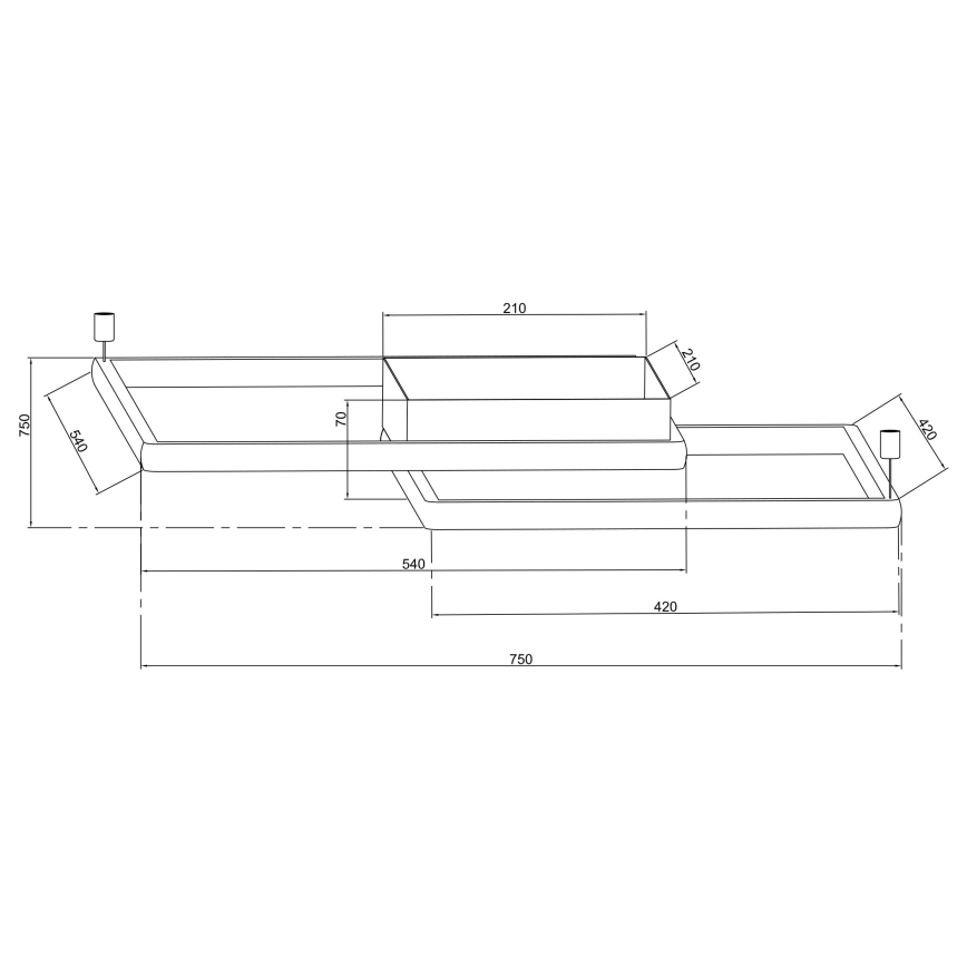 Ondaluce - LED dimbare plafondlamp DOWEL LED/60W/230V 75x75 cm zilverkleurig