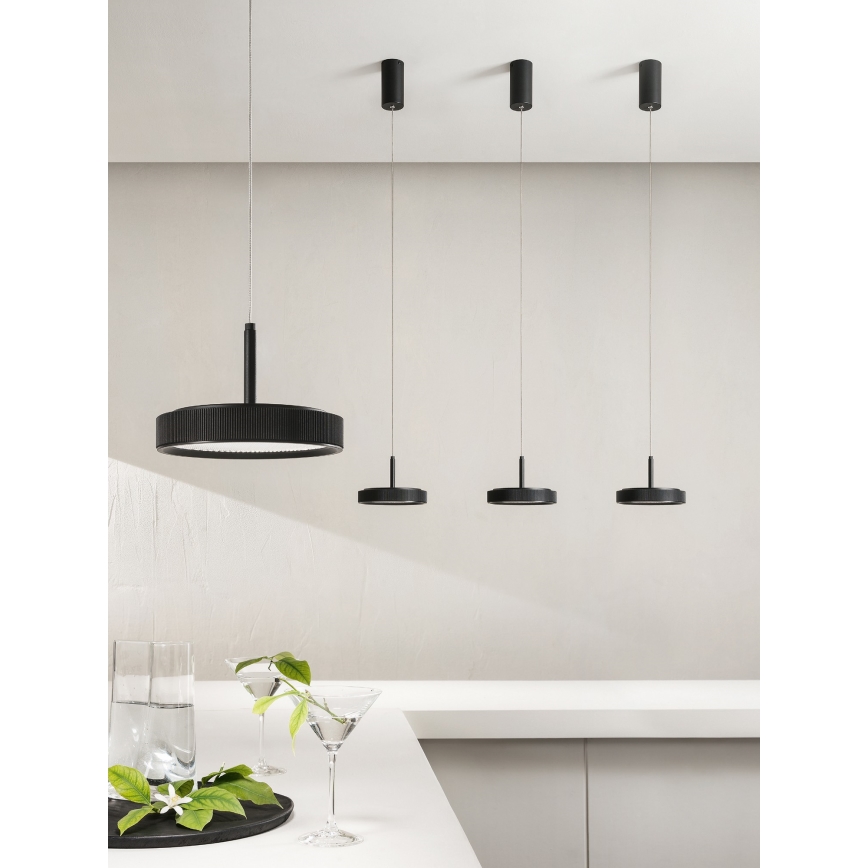 Ondaluce - LED-hanglamp met kabel NINA LED/20W/230V Ø 19 cm zwart