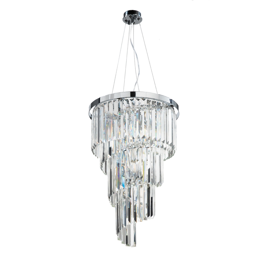 Ondaluce - Lustre en cristal suspendu sur câble ALEXANDER 7xE14 / 10W / 230V Ø 40 cm, chrome brillant
