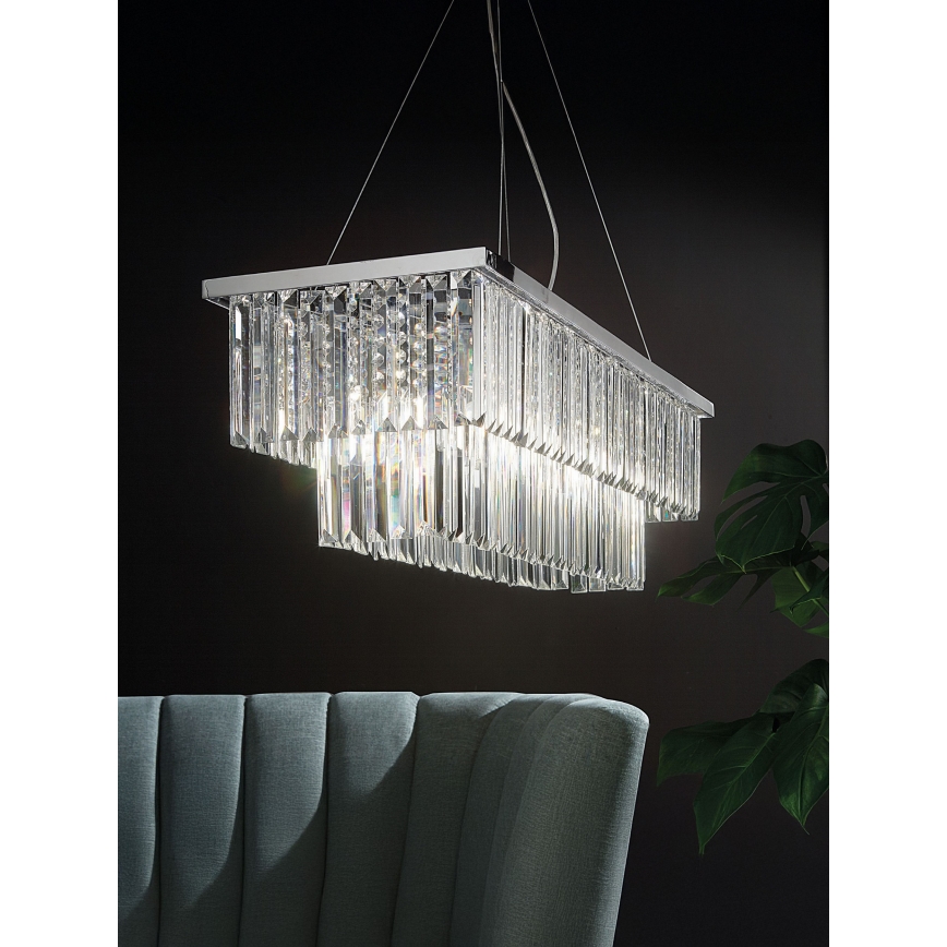 Ondaluce - Lustre en cristal suspendu par câble DAIQUIRI 8xE14/10W/230V chrome brillant