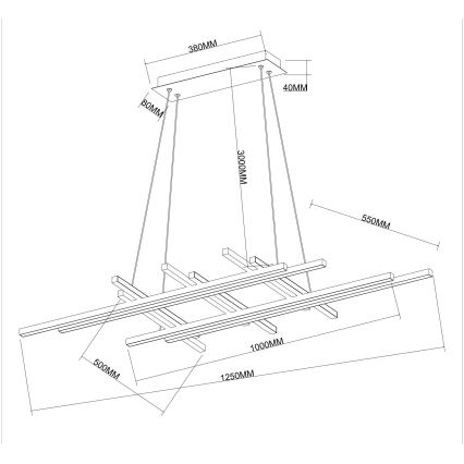 Ondaluce - Lustre LED dimmable sur câble MOVIDA LED/114W/230V, doré