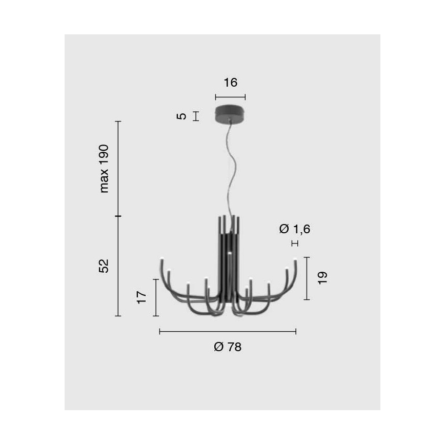 Ondaluce - Lustre LED dimmable sur câble NOUVEAU LED/35W/230V Ø 78 cm doré