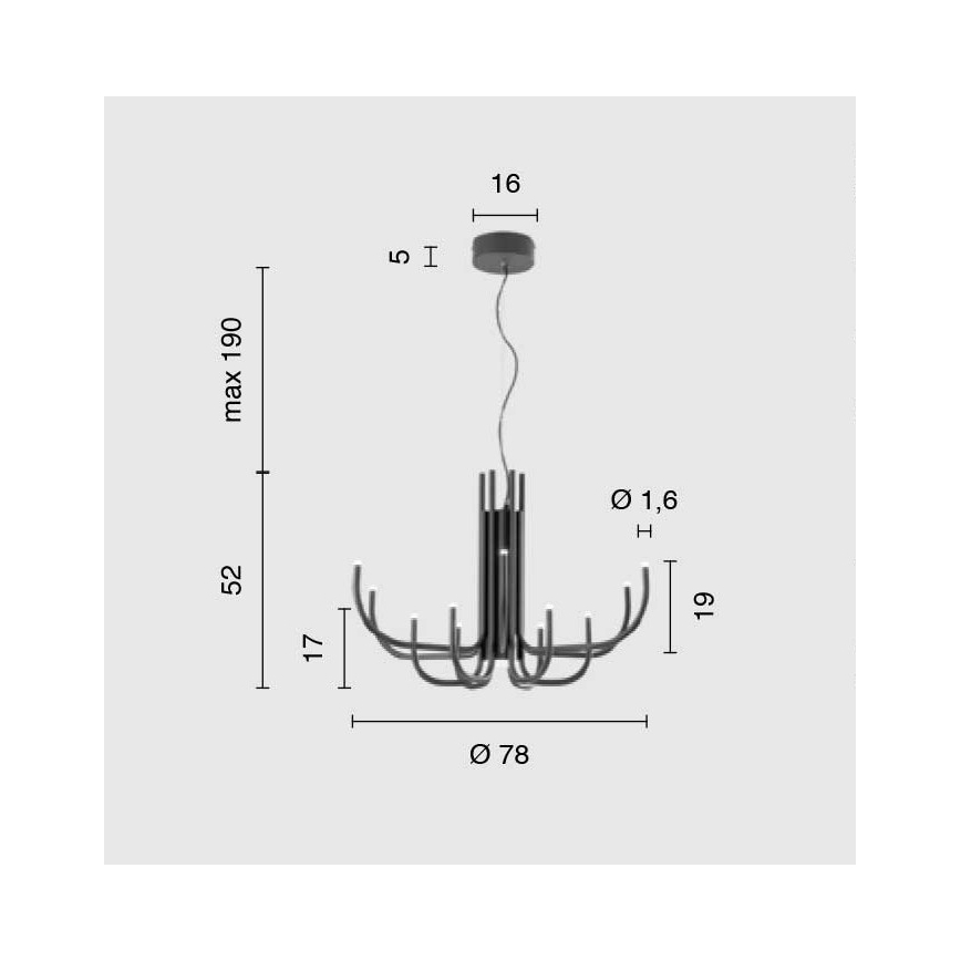 Ondaluce - Lustre LED dimmable sur câble NOUVEAU LED/35W/230V Ø 78 cm noir
