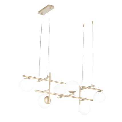 Ondaluce - Lustre sur câble JEWEL 6xE14/10W/230V doré/blanc
