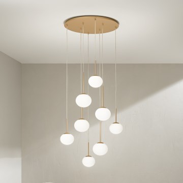 Ondaluce - Lustre sur câble JEWEL 8xE14/10W/230V Ø 70 cm doré/blanc