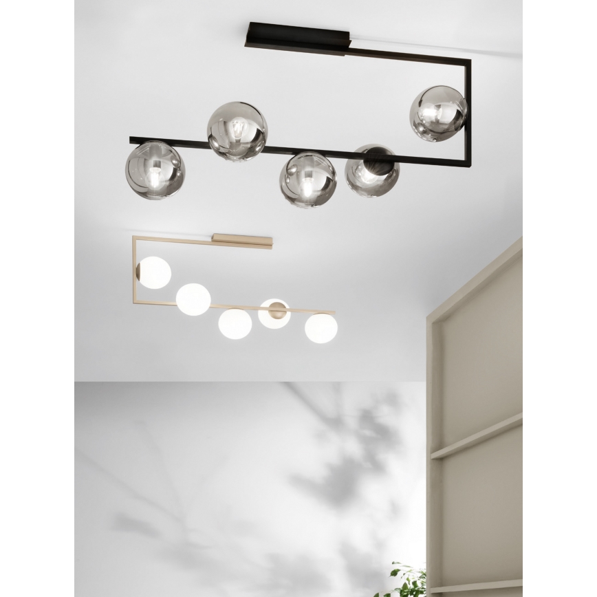Ondaluce - Lustre sur tige MONILE 5xE14/10W/230V doré/blanc