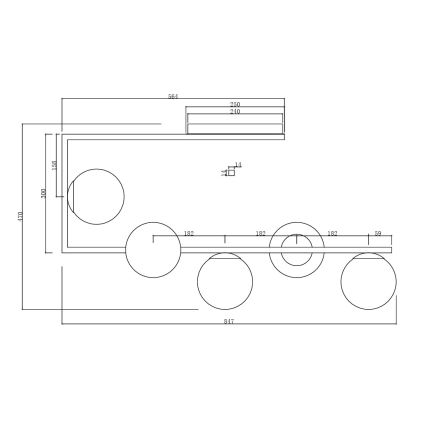 Ondaluce - Lustre sur tige MONILE 5xE14/10W/230V noir/noir fumé