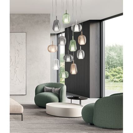 Ondaluce - Pendellamp met kabel THELMA 1xE27/15W/230V Ø 19 cm zwart/rookgrijs