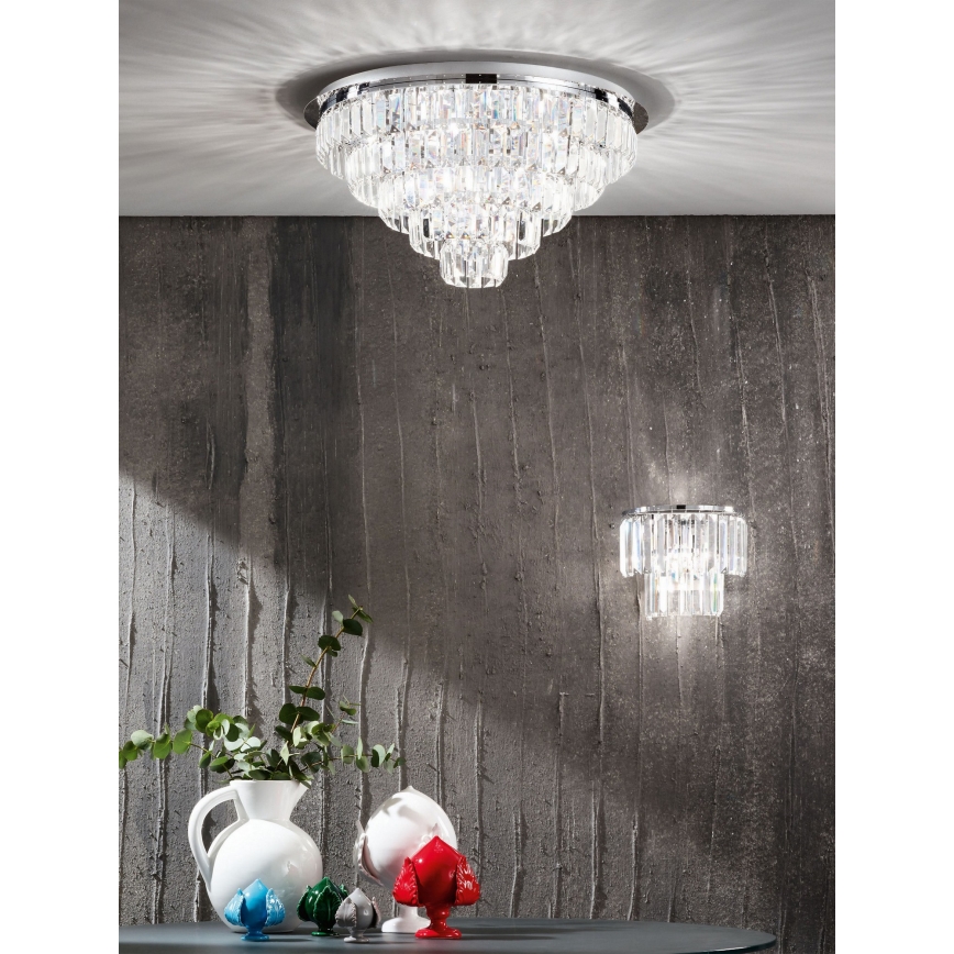Ondaluce - Plafonnier en cristal CASTLE 12xG9/7W/230V Ø 60 cm chromé brillant