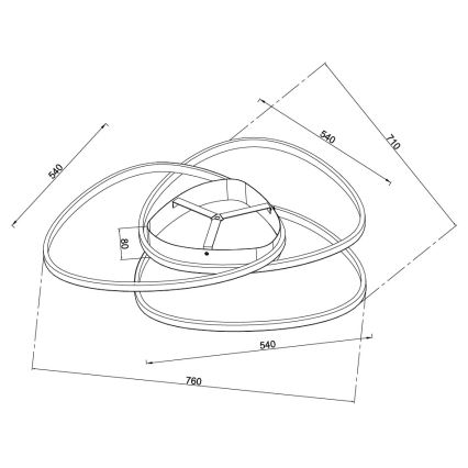 Ondaluce - Plafonnier LED dimmable ROSE LED/80W/230V doré