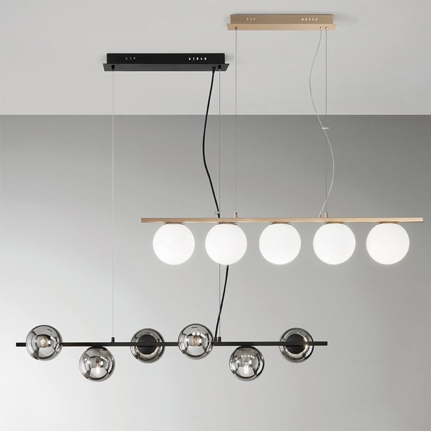 Ondaluce - Suspension à câble MONILE 6xE14/10W/230V noir/noir fumé