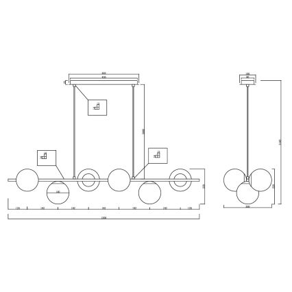 Ondaluce - Suspension à câble MONILE 6xE14/10W/230V noir/noir fumé