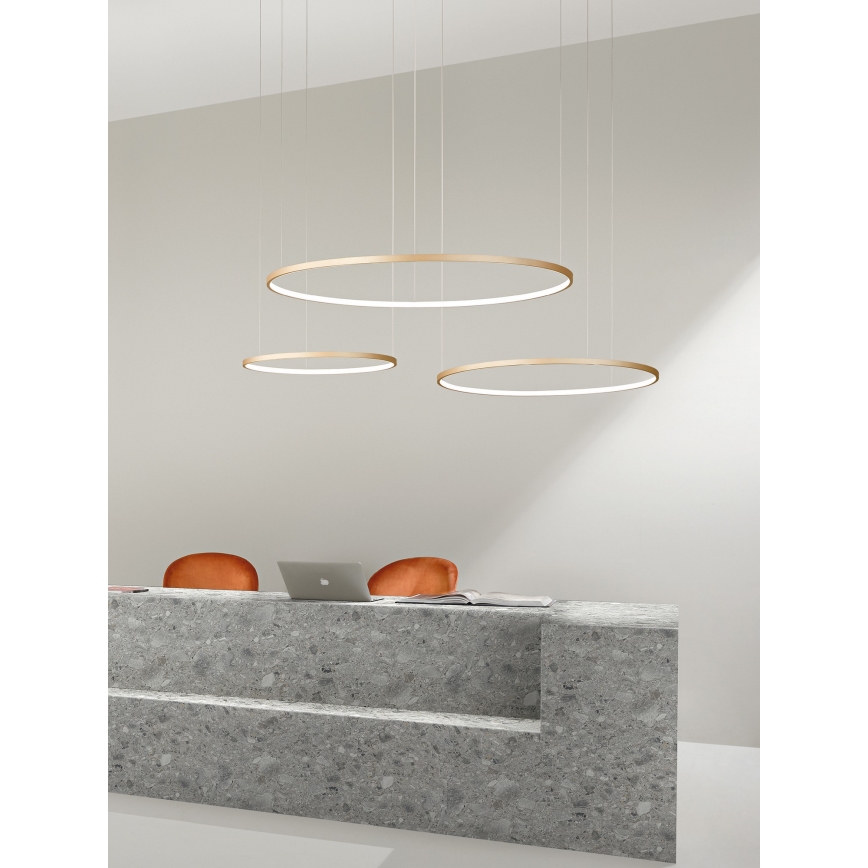Ondaluce - Suspension LED à intensité variable sur câble SOEL LED/28W/230V Ø 60 cm, dorée