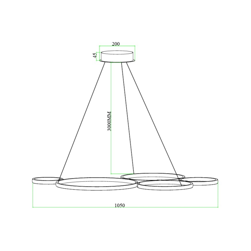 Ondaluce - Suspension LED dimmable sur câble POIS LED/60W/230V dorée