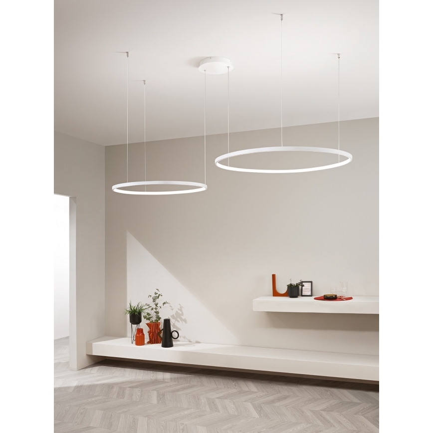Ondaluce - suspension LED dimmable sur câble SOEL LED/28W/230V + LED/38W 3000/4000K Ø 80/60 cm blanc