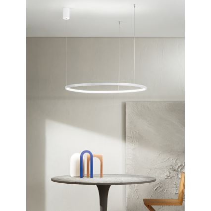 Ondaluce - Suspension LED dimmable sur câble SOEL LED/38W/230V 3000/4000K Ø 80 cm blanche